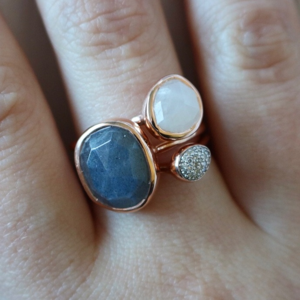 Monica Vinader Medium Siren Rose Gold Labradorite